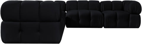 Camden Black Velvet Performance Fabric Upholstered Sectional, 5-Piece (Style 3)