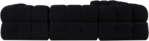 Camden Black Velvet Performance Fabric Upholstered Sectional, 5-Piece (Style 3)