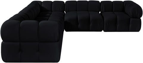 Camden Black Velvet Performance Fabric Upholstered Sectional, 5-Piece (Style 3)