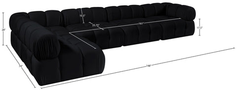 Camden Black Velvet Performance Fabric Upholstered Sectional, 5-Piece (Style 4)