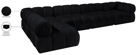 Camden Black Velvet Performance Fabric Upholstered Sectional, 5-Piece (Style 4)