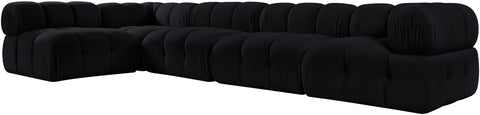 Camden Black Velvet Performance Fabric Upholstered Sectional, 5-Piece (Style 4)