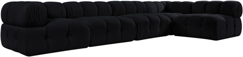 Camden Black Velvet Performance Fabric Upholstered Sectional, 5-Piece (Style 4)
