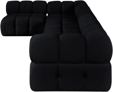 Camden Black Velvet Performance Fabric Upholstered Sectional, 5-Piece (Style 4)
