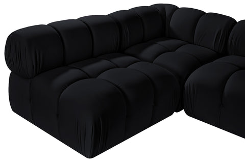 Camden Black Velvet Performance Fabric Upholstered Sectional, 5-Piece (Style 4)
