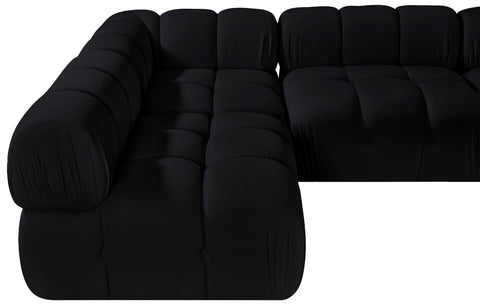 Camden Black Velvet Performance Fabric Upholstered Sectional, 5-Piece (Style 4)