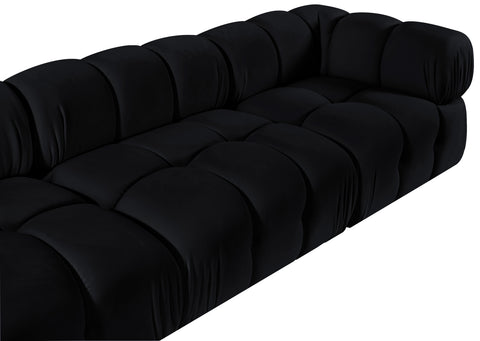Camden Black Velvet Performance Fabric Upholstered Sectional, 5-Piece (Style 4)