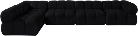 Camden Black Velvet Performance Fabric Upholstered Sectional, 5-Piece (Style 4)