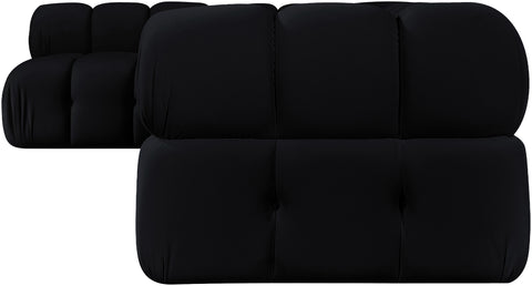 Camden Black Velvet Performance Fabric Upholstered Sectional, 5-Piece (Style 4)