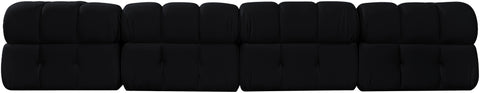 Camden Black Velvet Performance Fabric Upholstered Sectional, 5-Piece (Style 4)