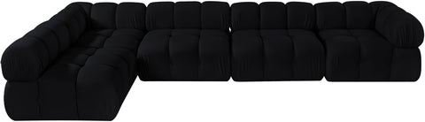 Camden Black Velvet Performance Fabric Upholstered Sectional, 5-Piece (Style 4)