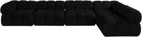 Camden Black Velvet Performance Fabric Upholstered Sectional, 5-Piece (Style 4)