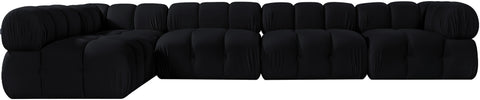 Camden Black Velvet Performance Fabric Upholstered Sectional, 5-Piece (Style 4)