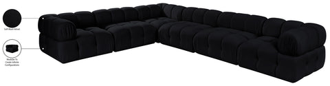 Camden Black Velvet Performance Fabric Upholstered Sectional, 6-Piece