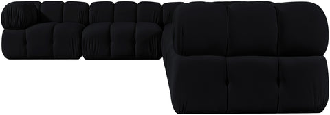 Camden Black Velvet Performance Fabric Upholstered Sectional, 6-Piece