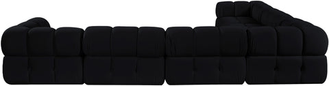 Camden Black Velvet Performance Fabric Upholstered Sectional, 6-Piece