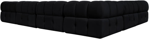 Camden Black Velvet Performance Fabric Upholstered Sectional, 6-Piece