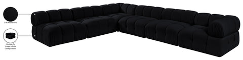Camden Black Velvet Performance Fabric Upholstered Sectional, 6-Piece (Style 2)