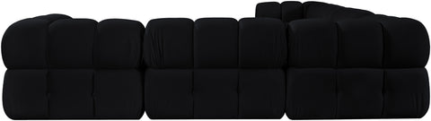 Camden Black Velvet Performance Fabric Upholstered Sectional, 6-Piece (Style 2)