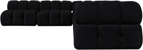 Camden Black Velvet Performance Fabric Upholstered Sectional, 6-Piece (Style 2)
