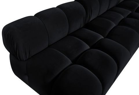 Camden Black Velvet Performance Fabric Upholstered Sectional, 6-Piece (Style 2)