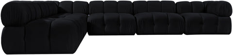 Camden Black Velvet Performance Fabric Upholstered Sectional, 6-Piece (Style 2)