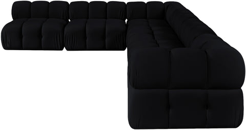 Camden Black Velvet Performance Fabric Upholstered Sectional, 6-Piece (Style 2)