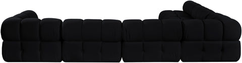 Camden Black Velvet Performance Fabric Upholstered Sectional, 6-Piece (Style 2)