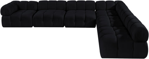 Camden Black Velvet Performance Fabric Upholstered Sectional, 6-Piece (Style 2)