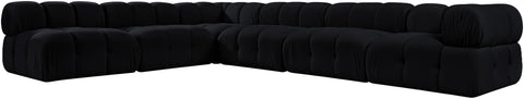 Camden Black Velvet Performance Fabric Upholstered Sectional, 6-Piece (Style 2)