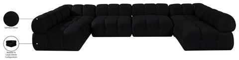 Camden Black Velvet Performance Fabric Upholstered Sectional, 6-Piece (Style 3)