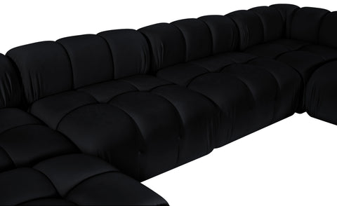 Camden Black Velvet Performance Fabric Upholstered Sectional, 6-Piece (Style 3)