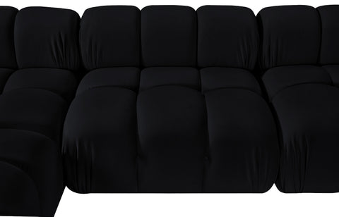 Camden Black Velvet Performance Fabric Upholstered Sectional, 6-Piece (Style 3)