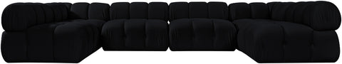 Camden Black Velvet Performance Fabric Upholstered Sectional, 6-Piece (Style 3)