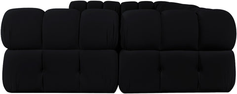 Camden Black Velvet Performance Fabric Upholstered Sectional, 6-Piece (Style 3)