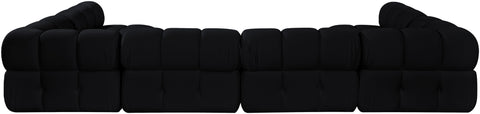 Camden Black Velvet Performance Fabric Upholstered Sectional, 6-Piece (Style 3)
