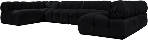 Camden Black Velvet Performance Fabric Upholstered Sectional, 6-Piece (Style 3)