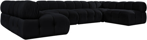 Camden Black Velvet Performance Fabric Upholstered Sectional, 6-Piece (Style 3)