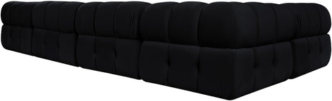 Camden Black Velvet Performance Fabric Upholstered Sectional, 6-Piece (Style 3)