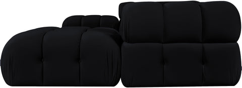 Camden Black Velvet Performance Fabric Upholstered Sectional, 6-Piece (Style 4)