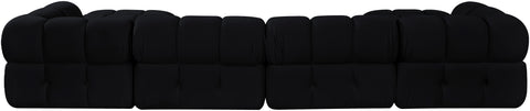 Camden Black Velvet Performance Fabric Upholstered Sectional, 6-Piece (Style 4)