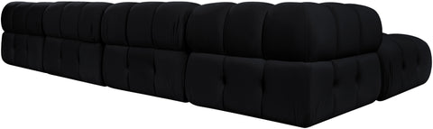 Camden Black Velvet Performance Fabric Upholstered Sectional, 6-Piece (Style 4)