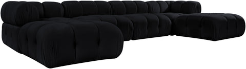Camden Black Velvet Performance Fabric Upholstered Sectional, 6-Piece (Style 4)