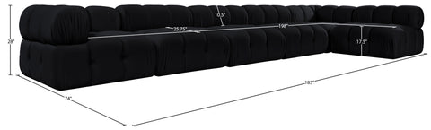Camden Black Velvet Performance Fabric Upholstered Sectional, 6-Piece (Style 6)