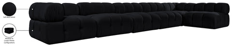 Camden Black Velvet Performance Fabric Upholstered Sectional, 6-Piece (Style 6)
