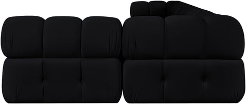 Camden Black Velvet Performance Fabric Upholstered Sectional, 6-Piece (Style 6)