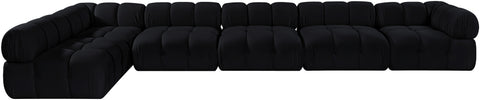 Camden Black Velvet Performance Fabric Upholstered Sectional, 6-Piece (Style 6)