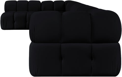 Camden Black Velvet Performance Fabric Upholstered Sectional, 6-Piece (Style 6)