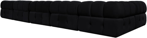 Camden Black Velvet Performance Fabric Upholstered Sectional, 6-Piece (Style 6)