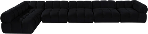 Camden Black Velvet Performance Fabric Upholstered Sectional, 6-Piece (Style 6)